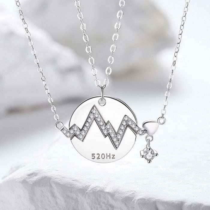 S925 I 520 HZ Lightning sign Matching Necklaces