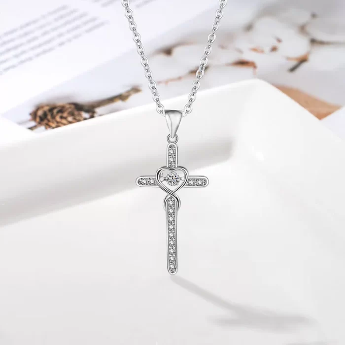 S925 I Pray that You are Safe Well and Happy Cross Beating Necklace - Image 2