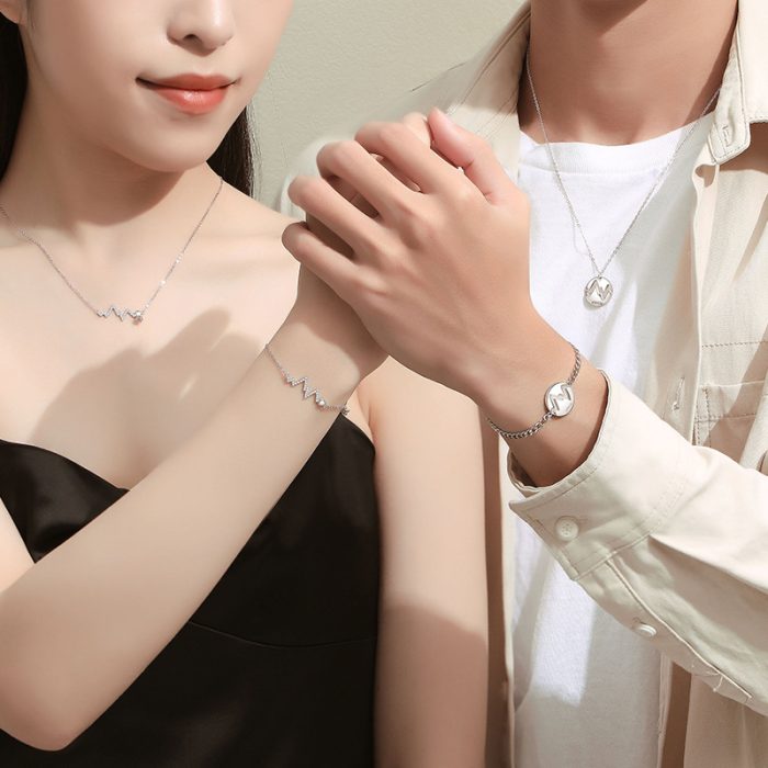 Rose Bear S925 I 520 HZ Lightning sign Matching Necklace For Couples Gift Sets - Image 4