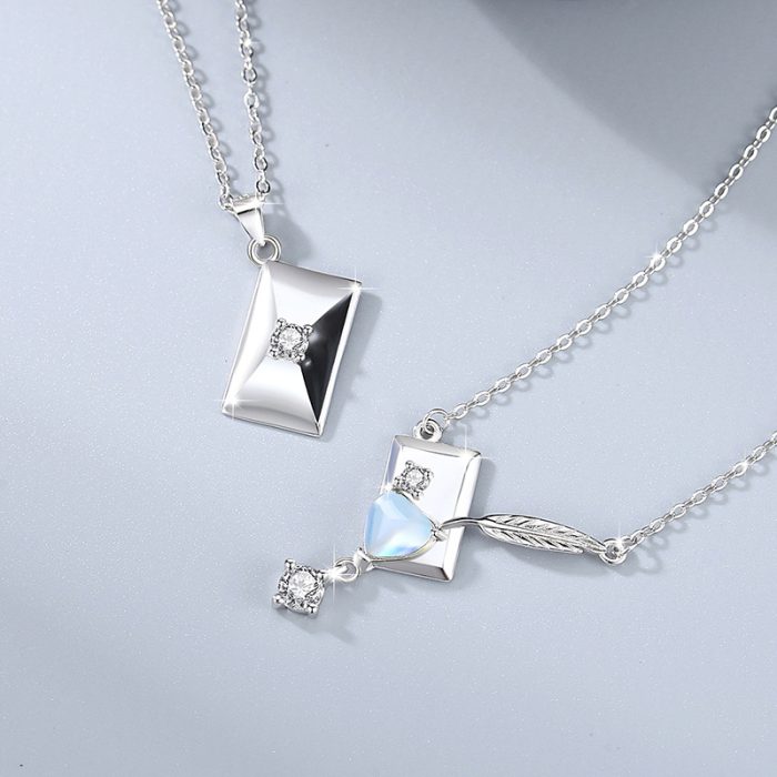 S925 I Diamond Envelope Pendant Necklace Set