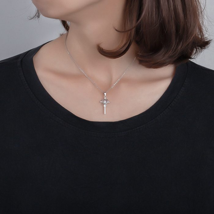 Diamond Shaped Rose S925 I Pray that You are Safe Well and Happy Cross Beating Necklace For Couples Gift Sets - Image 3