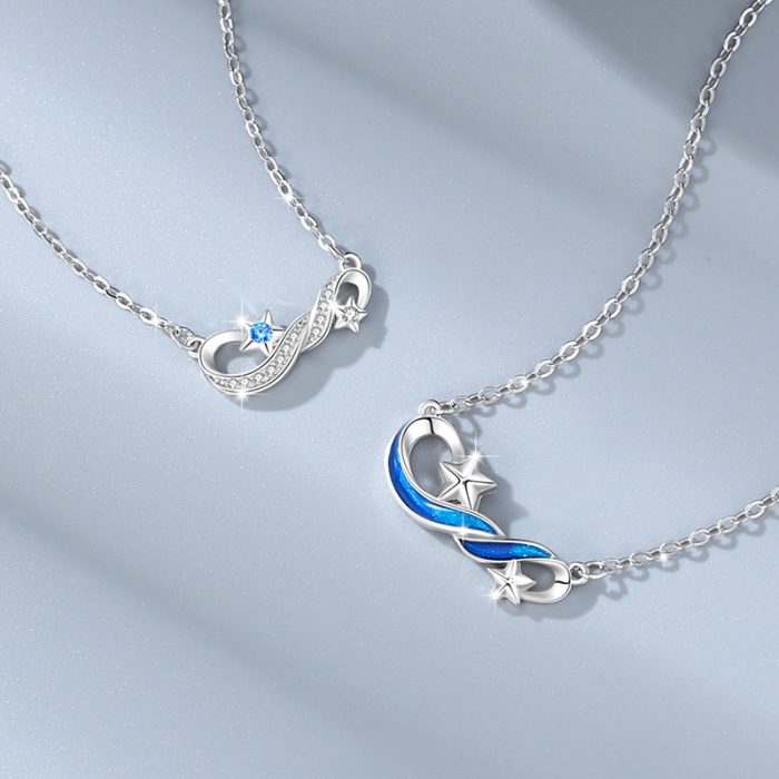 Diamond Shaped Rose S925 I Stars Matching Necklace For Couples Gift Sets - Image 4