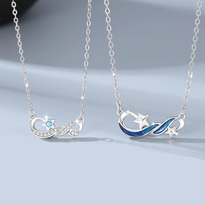 Diamond Shaped Rose S925 I Stars Matching Necklace For Couples Gift Sets - Image 2