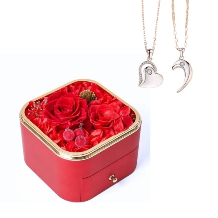 Eternal Rose S925 I Heart-to-heart Creative Magnet Heart Pendant Necklace For Couples Gift Sets