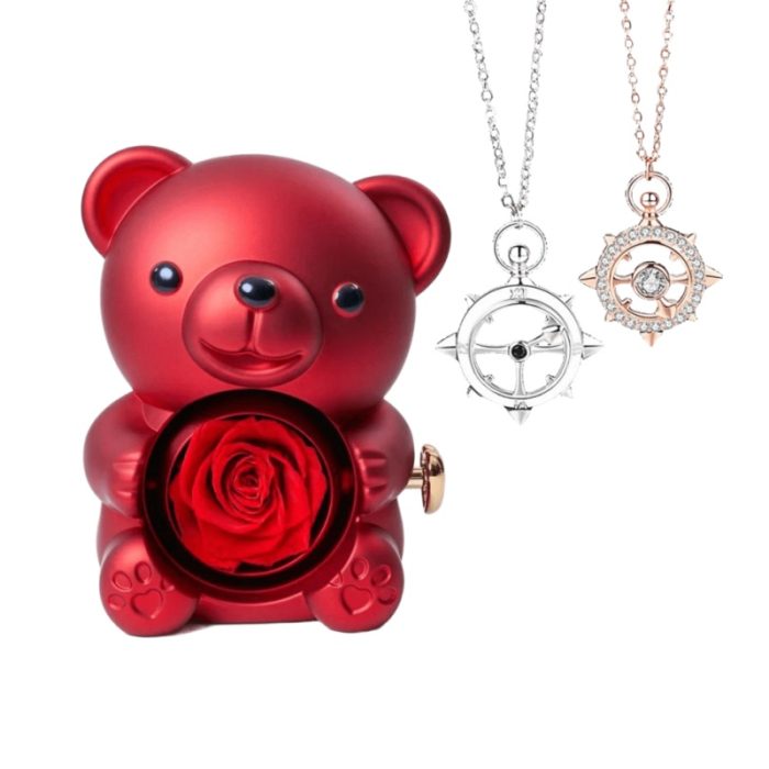 Rose Bear S925 I 5:20 Couple Necklace For Couples Gift Sets