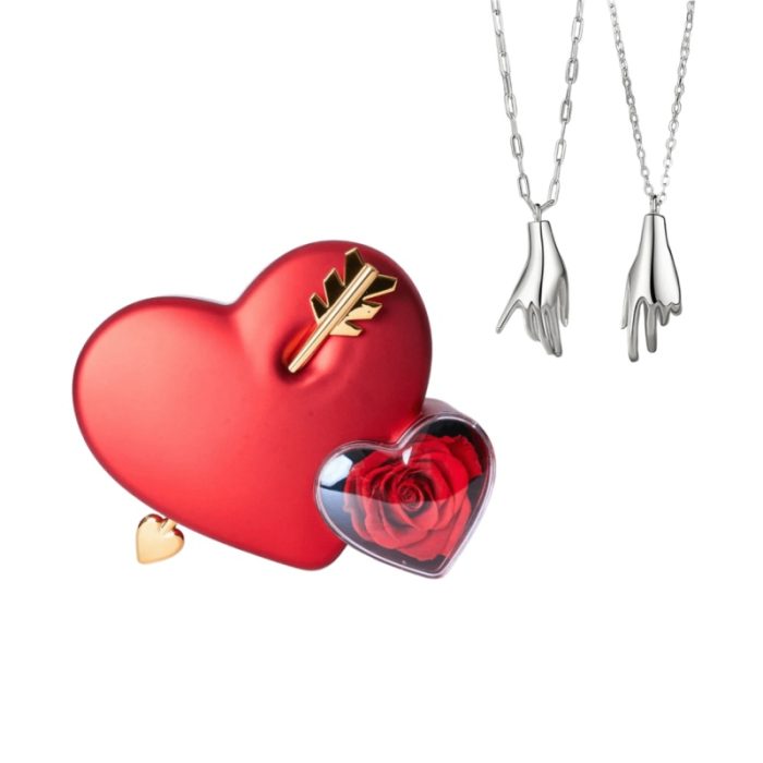 Cupids Arrow S925 I Holding Hands Promise Necklace For Couples Gift Sets