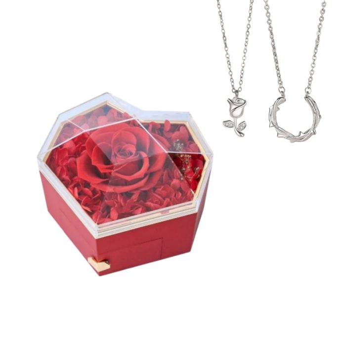 Diamond Shaped Rose S925 I Rose and Thorn Necklace For Couples Gift Sets