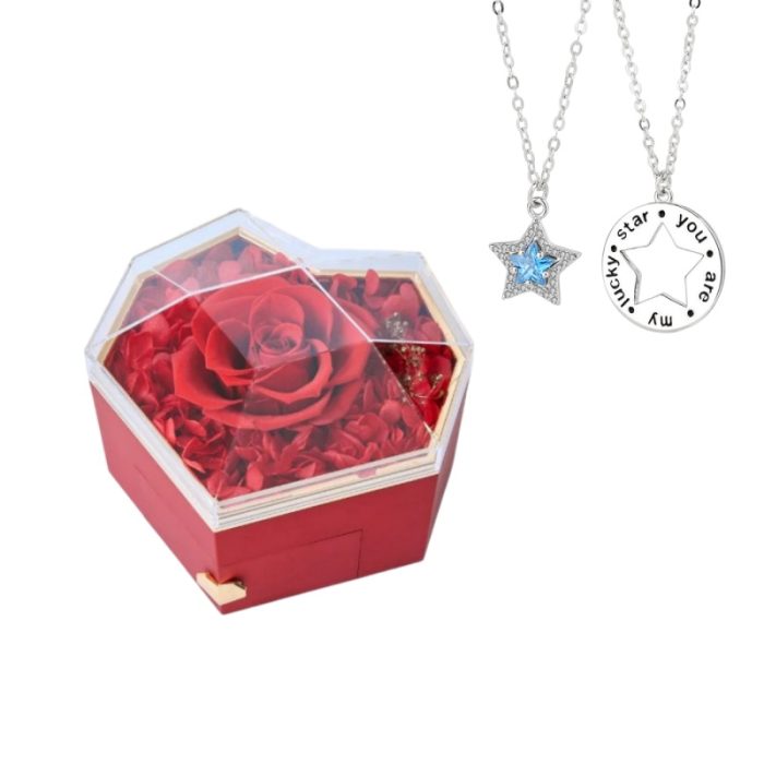 Diamond Shaped Rose S925 I You Are My Lucky Star Necklace For Couples Gift Sets