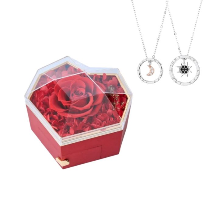 Diamond Shaped Rose S925 I Sun and Moon Promise Necklace For Couples Gift Sets