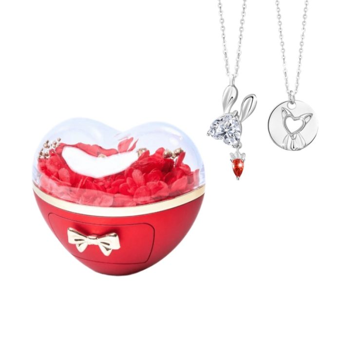 Love Rose S925 I Hu Xiansen and Miss Rabbit Necklace For Couples Gift Sets