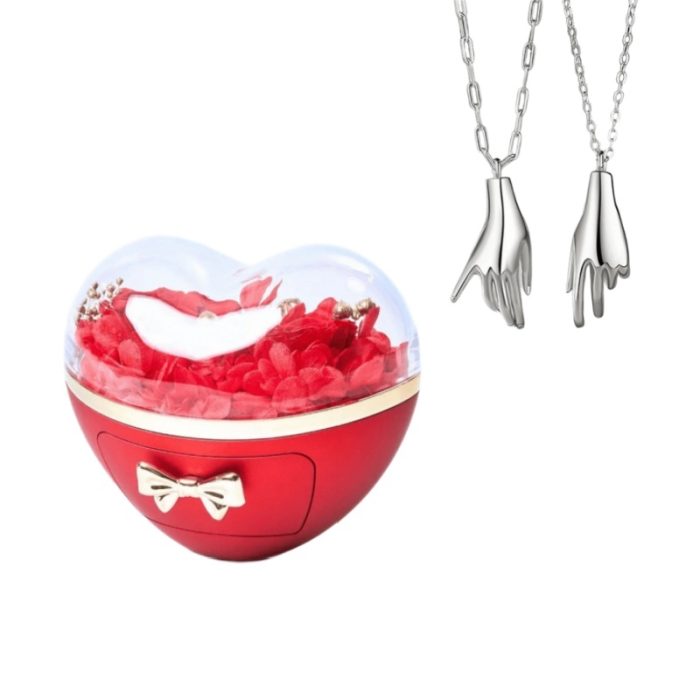 Love Rose S925 I Holding Hands Promise Necklace For Couples Gift Sets