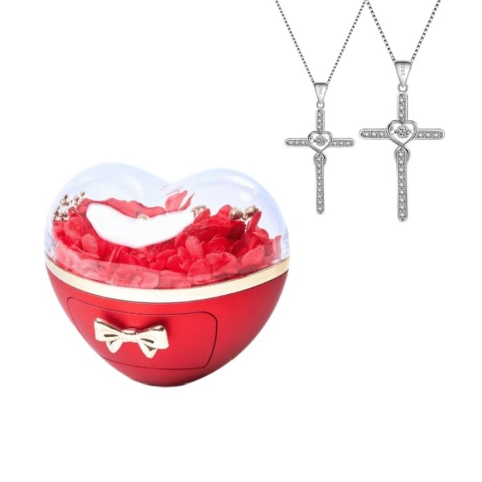 Love Rose S925 I Pray that You are Safe Well and Happy Cross Beating Necklace For Couples Gift Sets