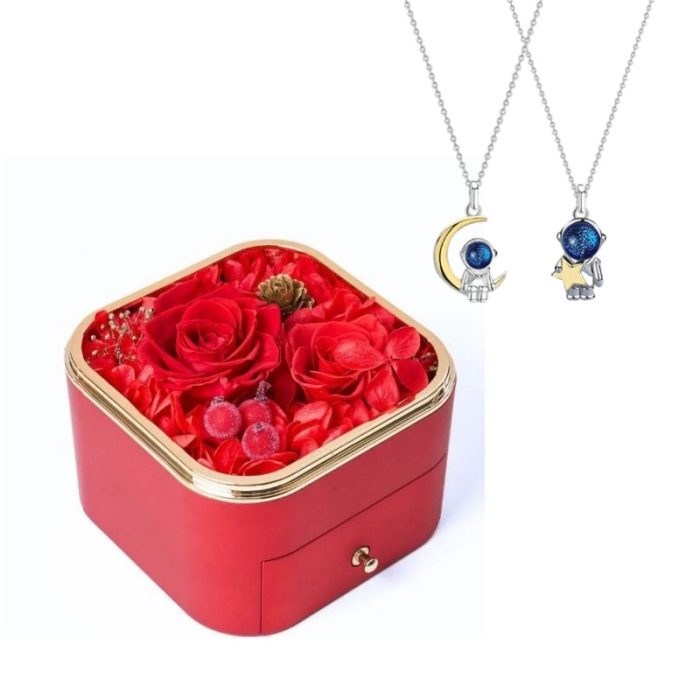 Eternal Rose S925 I Astronaut Moon Star Necklace For Couples Gift Sets