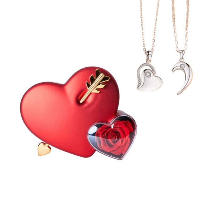 Cupids Arrow S925 I Heart-to-heart Creative Magnet Heart Pendant Necklace For Couples Gift Sets