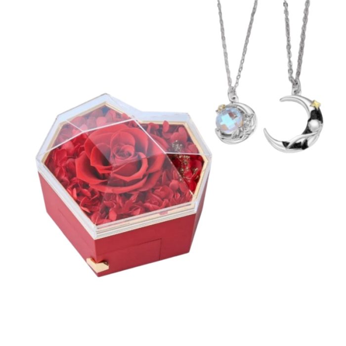 Diamond Shaped Rose S925 I Little Prince Rose Flower Necklace For Couples Gift Sets