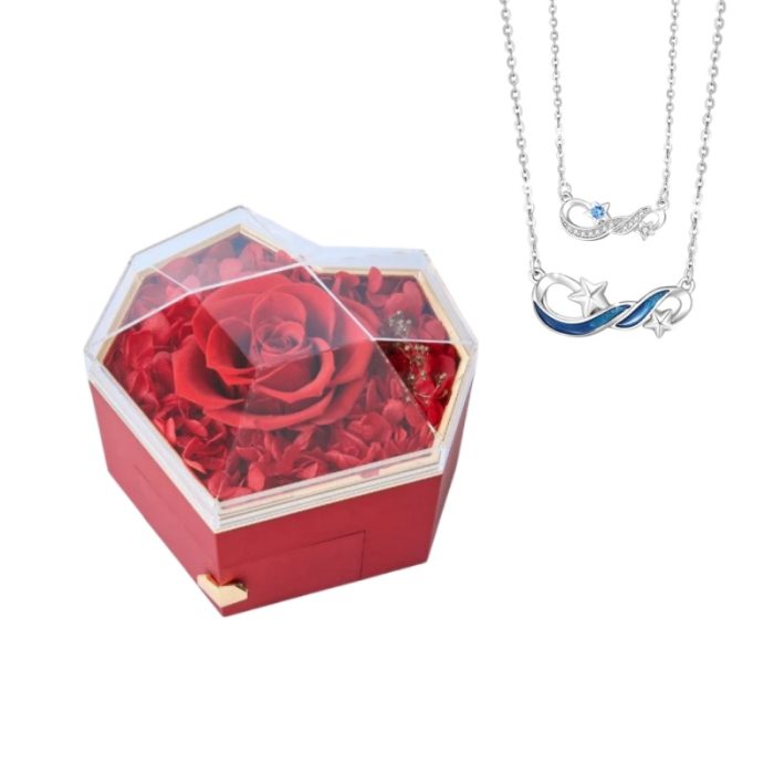 Diamond Shaped Rose S925 I Stars Matching Necklace For Couples Gift Sets