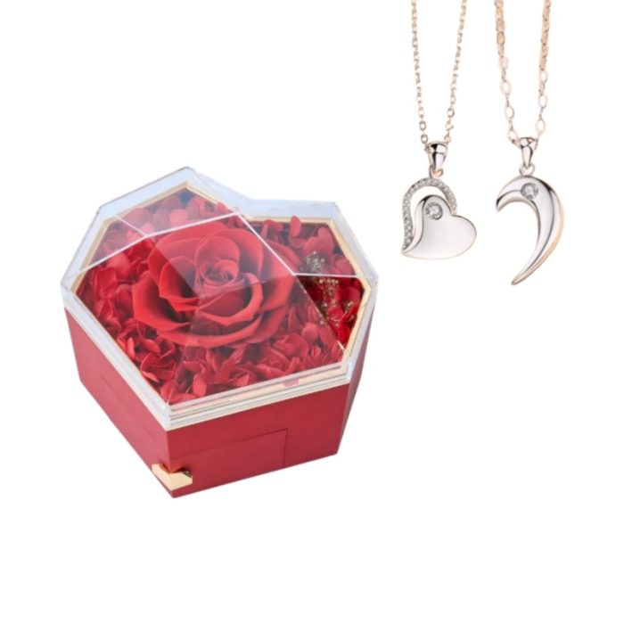 Diamond Shaped Rose S925 I Heart-to-heart Creative Magnet Heart Pendant Necklace For Couples Gift Sets