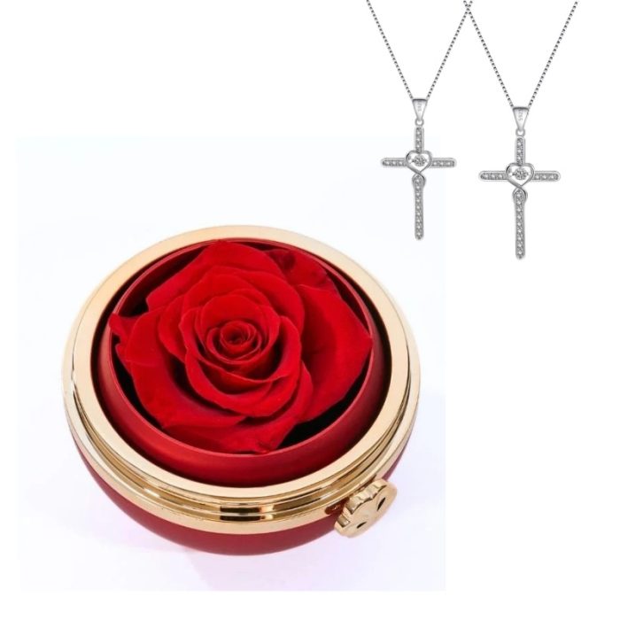 Eternal Passion S925 I Pray that You are Safe Well and Happy Cross Beating Necklace For Couples Gift Sets